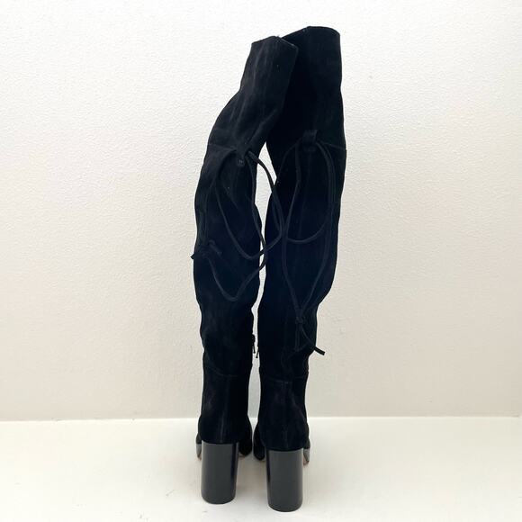 Free People Echo Black Suede Over the Knee Platform Boots Women's 37.5 NEW - Picture 9 of 11